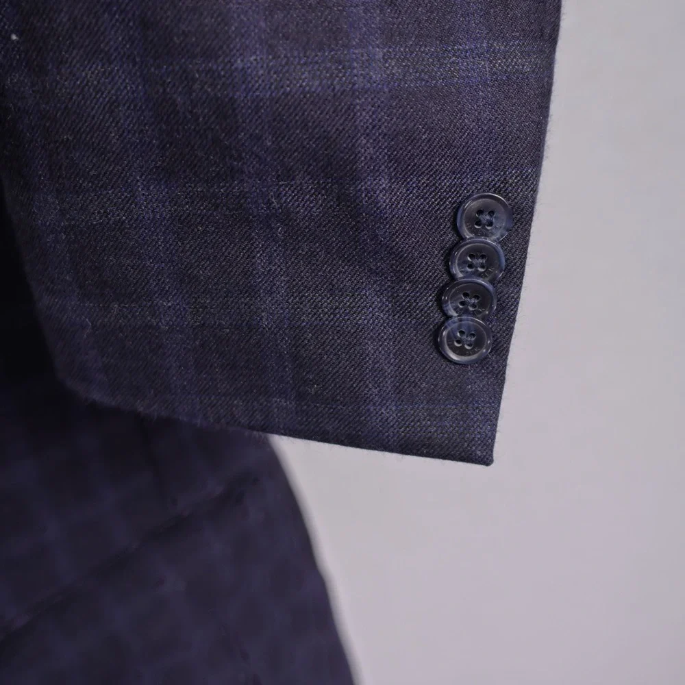 Tommy Hilfiger Soft Flannel‎ Worsted Wool Sport Coat 48R Blue Windowpane Tag 50L